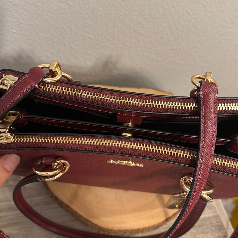 Coach Etta deep red gold accent hardware carryall satchel bag new - Picture 4 of 16